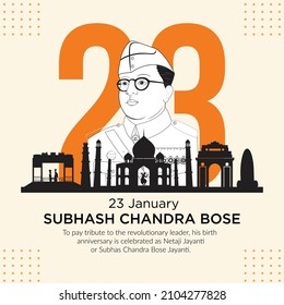 Subhash chandra bose jayanti banner design template.