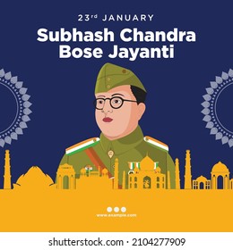 Subhash chandra bose jayanti patrón de diseño de banner.