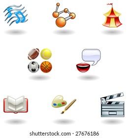 a subject or category icon set eg. science, language, literature, history, music, physical education etc