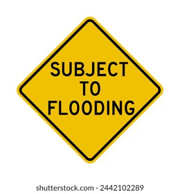 Subject to flooding road sign isolated on white background vector eps 10