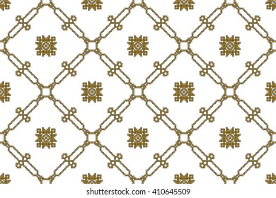 Subject seamless image with gold squares made  elements. Vector illustration. For design, backgrounds, wallpaper, presentations
