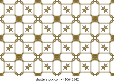 Subject seamless image with gold squares made  elements. Vector illustration. For design, backgrounds, wallpaper, presentations
