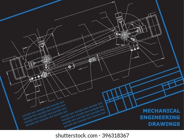 Subject vector background. Mechanical Engineering. Technical illustration black. Frame