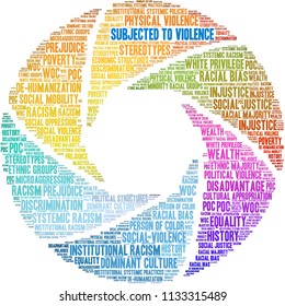 Subjected To Violence word cloud on a white background. 
