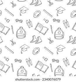 subjects for study. seamless pattern. doodle style.