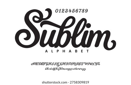 Sublim Elegant Script Font Alphabet Vector Illustration With Classic Handwritten Style And Decorative Swash Ornament