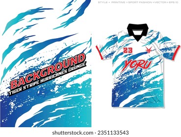 sublimated jersey design red black blue white gradient hurricanes tiger skin stripes grunge abstract style vector illustration sporty background soccer football basketball rugby baseball casual wear