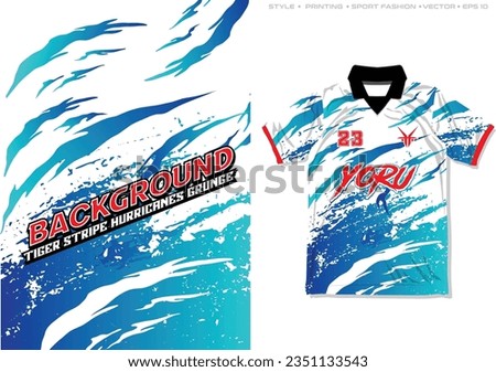 sublimated jersey design red black blue white gradient hurricanes tiger skin stripes grunge abstract style vector illustration sporty background soccer football basketball rugby baseball casual wear