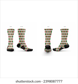 sublimated print Colorful socks on white background all sports baseball softball volleyball football soccer basketball icehockey cheerleading netball lacrosse track and field cricket hockey authletic
