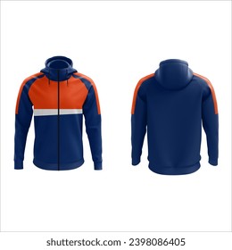 sublimated print zipper and pullover hoodie sweatshirt long sleeve with clipping path, mockup for print, isolated on white background. Template sport winter clothes.