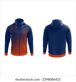 sublimated print zipper and pullover hoodie sweatshirt long sleeve with clipping path, mockup for print, isolated on white background. Template sport winter clothes.
