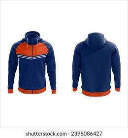 sublimated print zipper and pullover hoodie sweatshirt long sleeve with clipping path, mockup for print, isolated on white background. Template sport winter clothes.