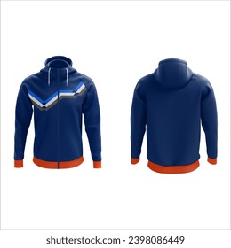 sublimated print zipper and pullover hoodie sweatshirt long sleeve with clipping path, mockup for print, isolated on white background. Template sport winter clothes.