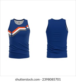 sublimated sports style vest and print blank navy orange sport tank tops