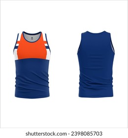 sublimated sports style vest and print blank navy orange sport tank tops