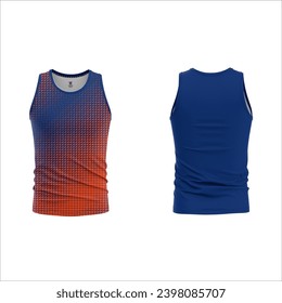 sublimated sports style vest and print blank navy orange sport tank tops