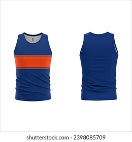 sublimated sports style vest and print blank navy orange sport tank tops