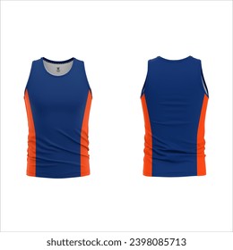 sublimated sports style vest and print blank navy orange sport tank tops