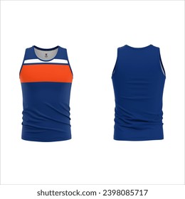 sublimated sports style vest and print blank navy orange sport tank tops