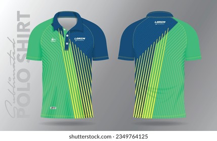 Sublimation blue green and yellow Polo Shirt mockup template design