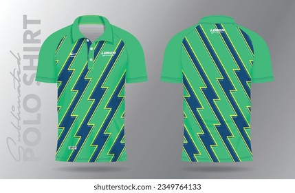 Sublimation blue green and yellow Polo Shirt mockup template design