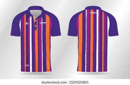 Sublimation blue pink and orange polo shirt mockup template design for badminton jersey, tennis, soccer, football or sport uniform