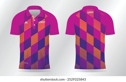 Sublimação azul rosa e laranja polo camisa modelo modelo modelo para badminton camisa, tênis, futebol ou uniforme esportivo