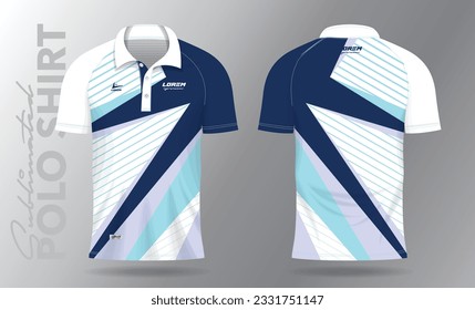 Sublimation blue Polo Shirt mockup template design for badminton jersey, tennis, soccer, football or sport uniform