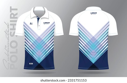 Sublimation blue Polo Shirt mockup template design for badminton jersey, tennis, soccer, football or sport uniform