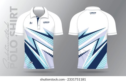 Sublimation blue Polo Shirt mockup template design for badminton jersey, tennis, soccer, football or sport uniform