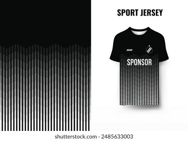 Diseño de sublimación para jersey deportivo con rayas blancas y negras