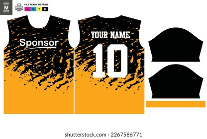 Sublimation Fullprint Tshirt Black and Yellow uniform size M Vector