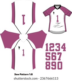 Sublimation Fullprint Tshirt uniform size L . sew pattern jersey volleyball. sportwear ready to print. Font set. mockup front view. in the haikyu anime