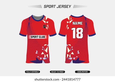 Sublimation Fully printed jersey design. Sport jersey design. Sport vector jersey design. EPS10