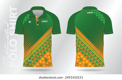 Sublimation Grün und Gelb Poloshirt Mockup Vorlage Design für Badminton Jersey, Tennis, Fußball, Fußball oder Sportuniform