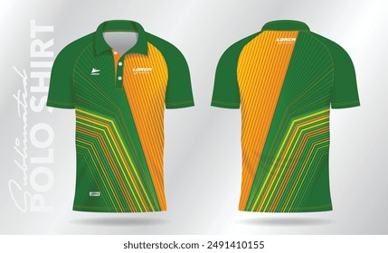 Sublimation Grün und Gelb Poloshirt Mockup Vorlage Design für Badminton Jersey, Tennis, Fußball, Fußball oder Sportuniform