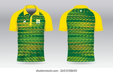 Sublimation green and yellow polo shirt mockup design for badminton jersey tennis soccer football or sport uniform