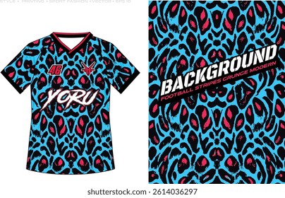 sublimation jersey design background cheetah pattern skin blue red black texture animal spots esport modern sporty design	
