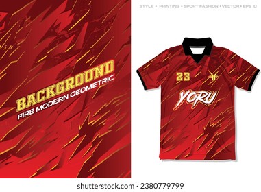 Sublimation jersey design background red fire modern geometric pattern abstract texture striking stripes grunge gradient sporty banner