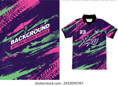 Sublimation jersey design brush grush vector striking stripes car decal livery modern abstract neon sporty racing offroad splatter splash tire trail mark