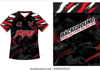 sublimation  jersey design football, baseball, basketball, soccer, netball, volleyball grunge brush stripes red white halftone