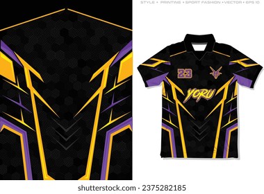 Sublimation jersey design gaming esport yellow purple black basketball