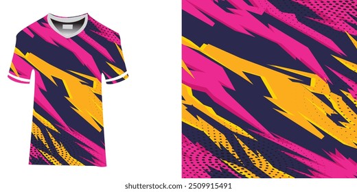 Sublimation Trikot Design Grunge abstrakte Pinsel sportlich Vektordesign Vorlage Fußball Basketball Badminton Rugby-Shirt Rennen Motorsport Techno Spritzer Hintergrund. Vektor