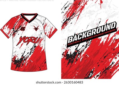 sublimation jersey design grunge abstrait brosse sportive Image vectorielle design template football basket badminton rugby chemise course motorsport arrière-plan techno bandes rouge blanc éclaboussures de peinture