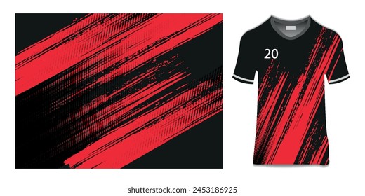 sublimation jersey design grunge brush red black halftone sporty modern racing abstract horror flashy lines motorsport car sticker livery game esport.eps10