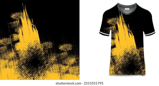 Sublimation Jersey Design Grunge Pinsel gelb schwarz Halbton sportlich moderne Rennen abstrakten Horror auffällige Linien Motorsport Auto Aufkleber Livery Spiel esport. modern