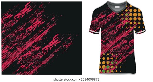 sublimação jersey design grunge escova vermelho preto meio-tom esportivo moderno corrida abstrata horror linhas chamativas automobilismo carro adesivo livery jogo de esporte