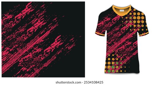 sublimação jersey design grunge escova vermelho preto meio-tom esportivo moderno corrida abstrata horror linhas chamativas automobilismo carro adesivo livery jogo de esporte