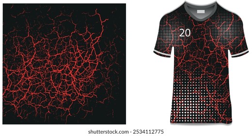 sublimação jersey design grunge escova vermelho preto meio-tom esportivo moderno corrida abstrata horror linhas chamativas carro autosport adesivo livery jogo esport.