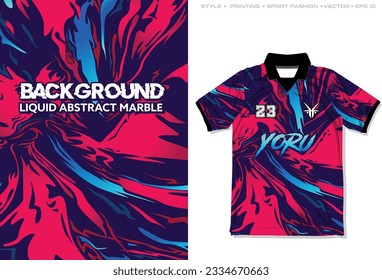 Sublimation jersey design marble abstract blue red paint vector pattern liquid aqua illustration lava brush background